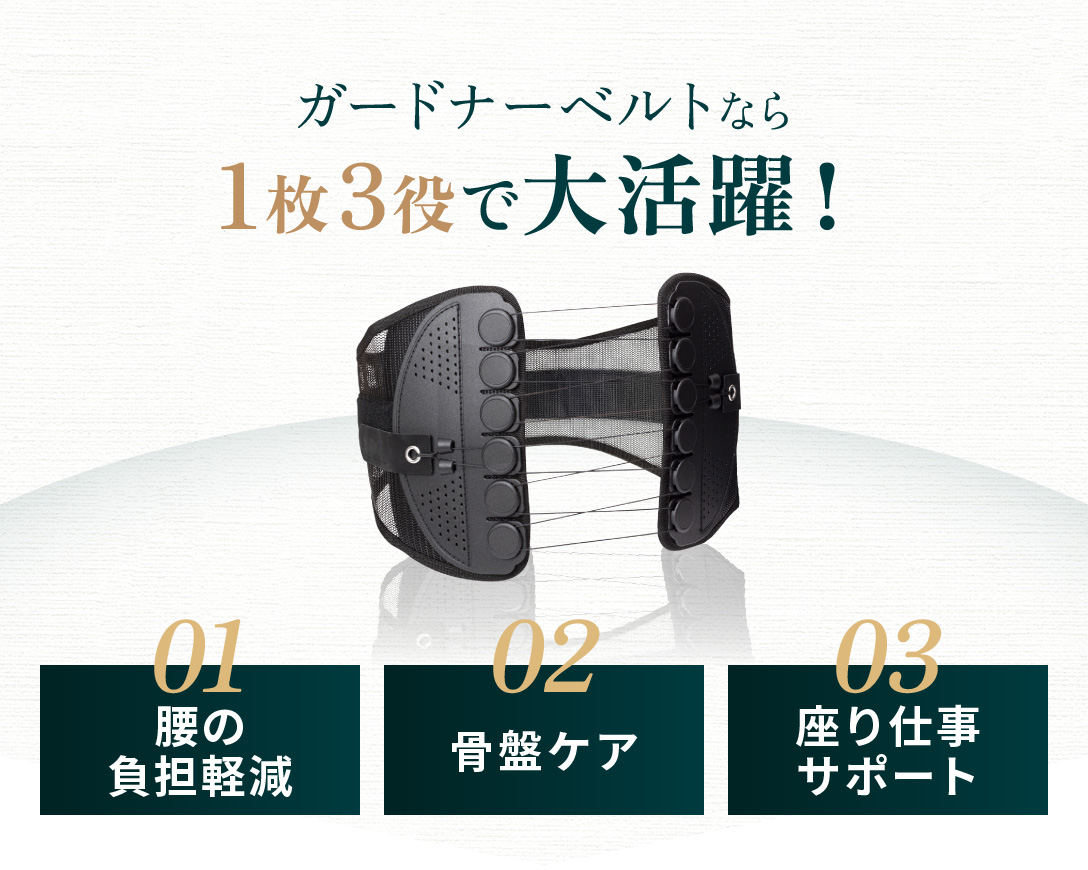 ガードナーベルトなら1枚3役で大活躍！