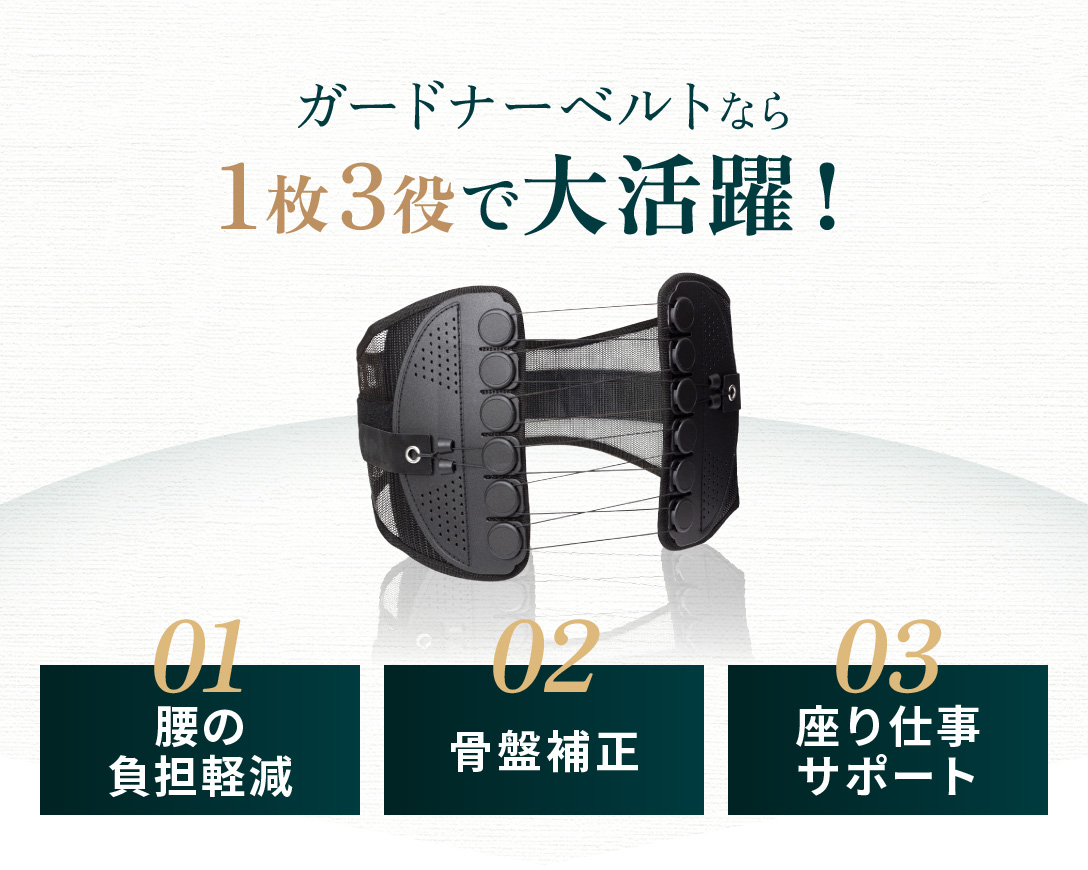 ガードナーベルトなら1枚3役で大活躍！